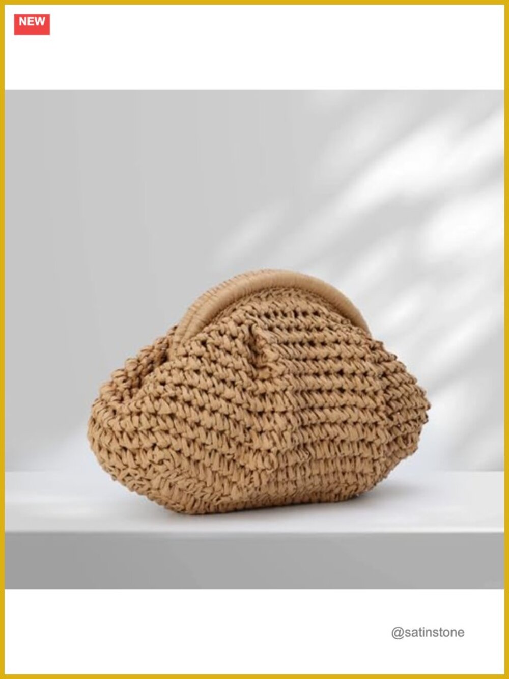 Dumpling Straw Clutch Purse Crossbody Shoulder Handbag Summer Beach Woven Bag - Picture 3 of 7